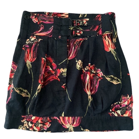 DRIES VAN NOTEN floral silk linen bubble miniskirt, black and pink, size 34 - Picture 1 of 14